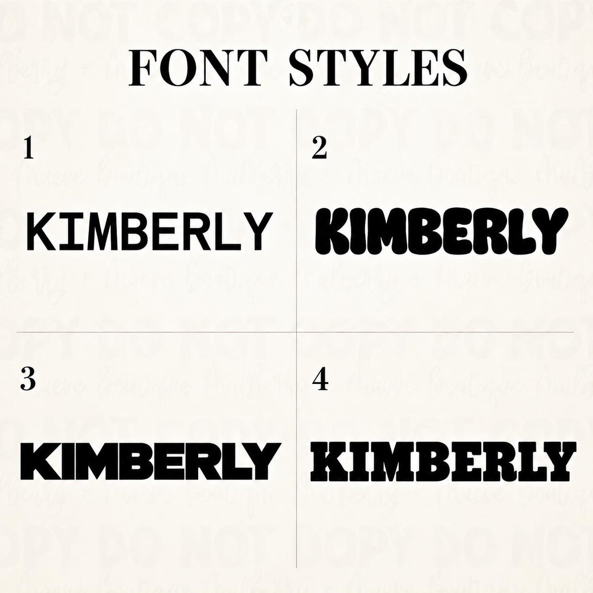 Custom name keychain font options