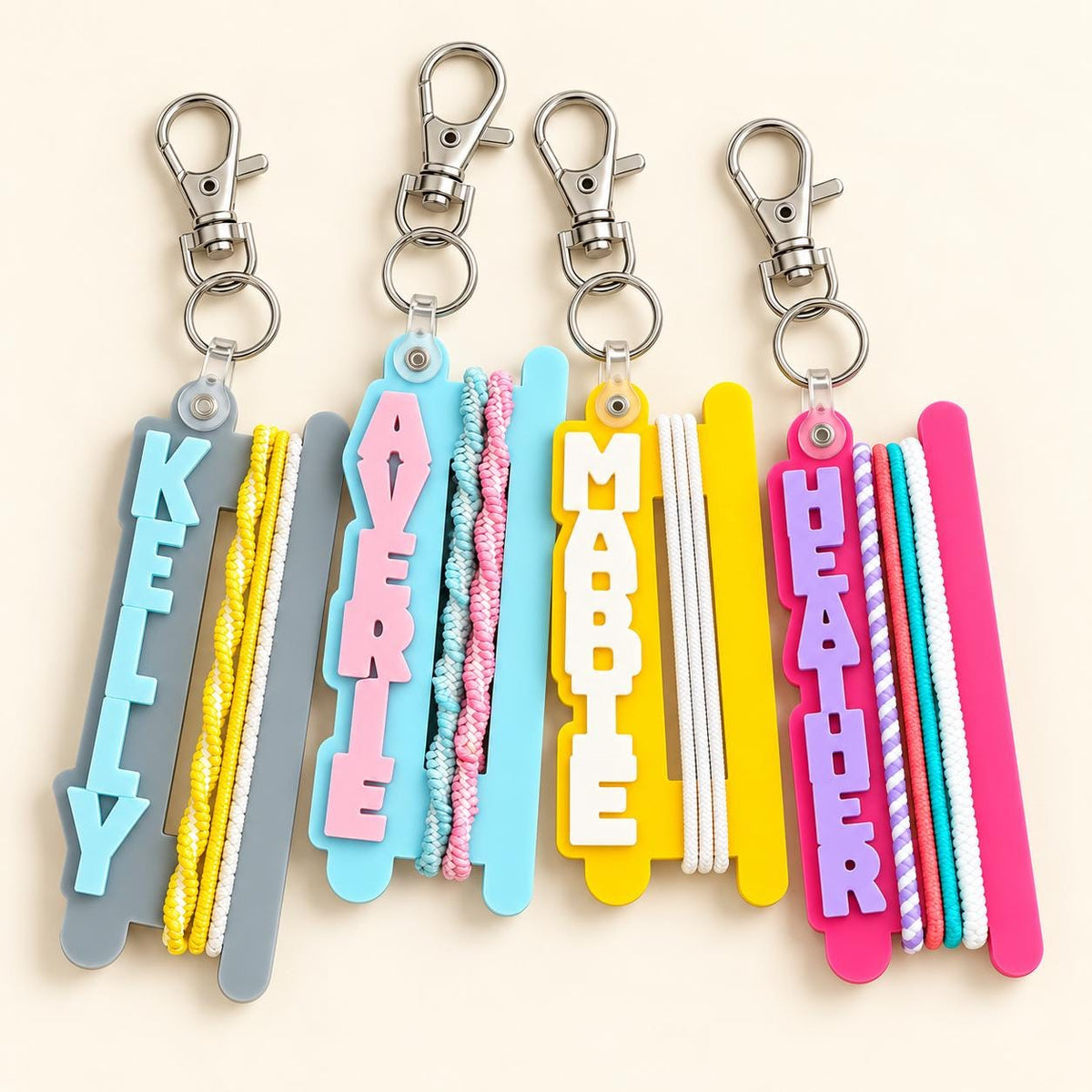 Personalized name keychain backpack clip