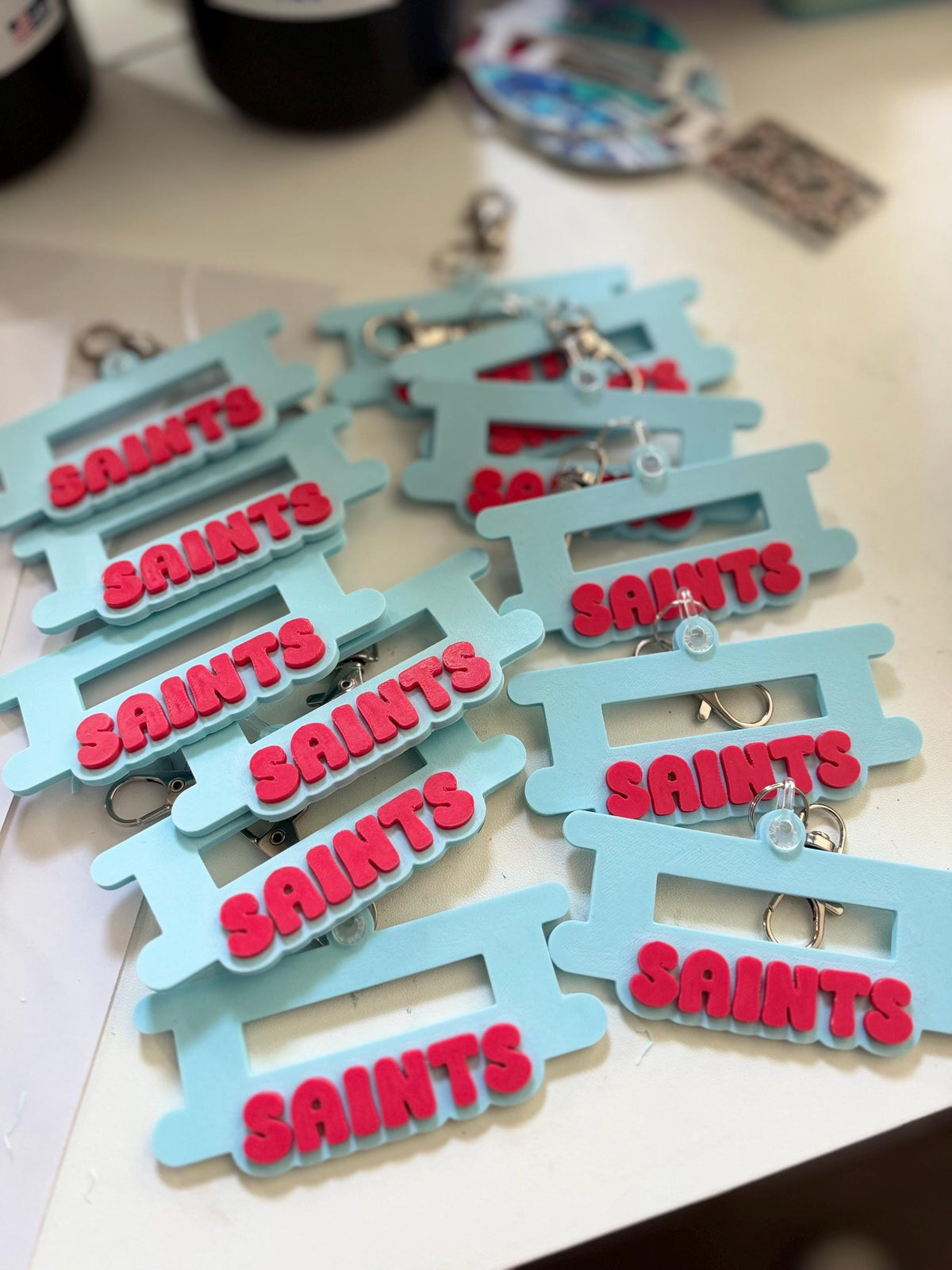 Custom name keychain with hair tie holder loop