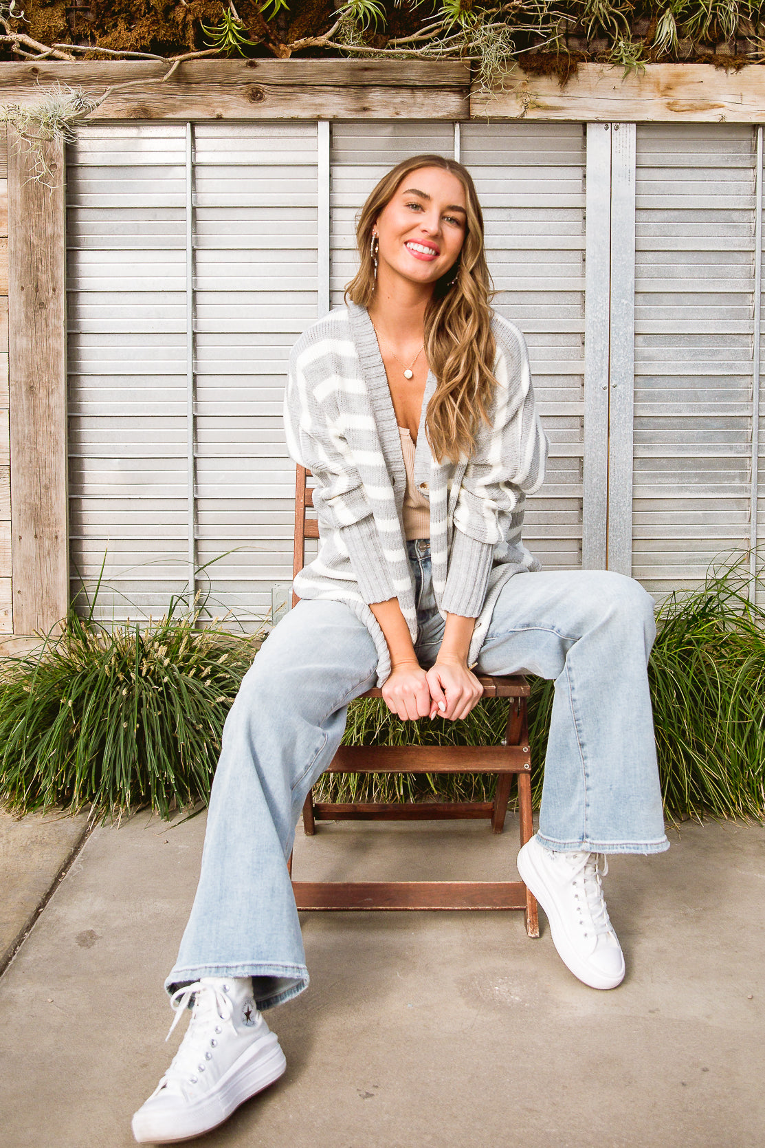 Striped Button Down Cardigan