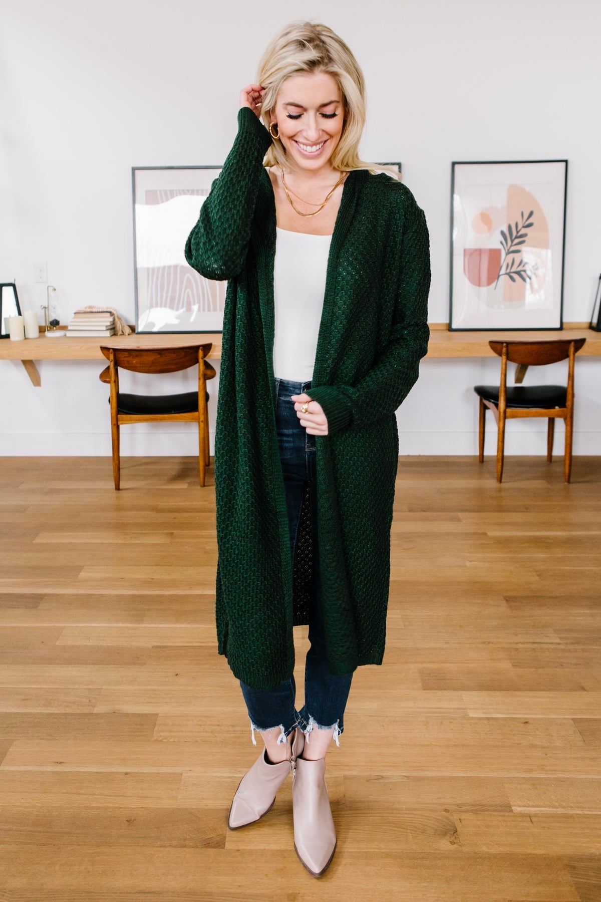 Hooded Cardigan - Hunter Green - Mulberry + Maeve