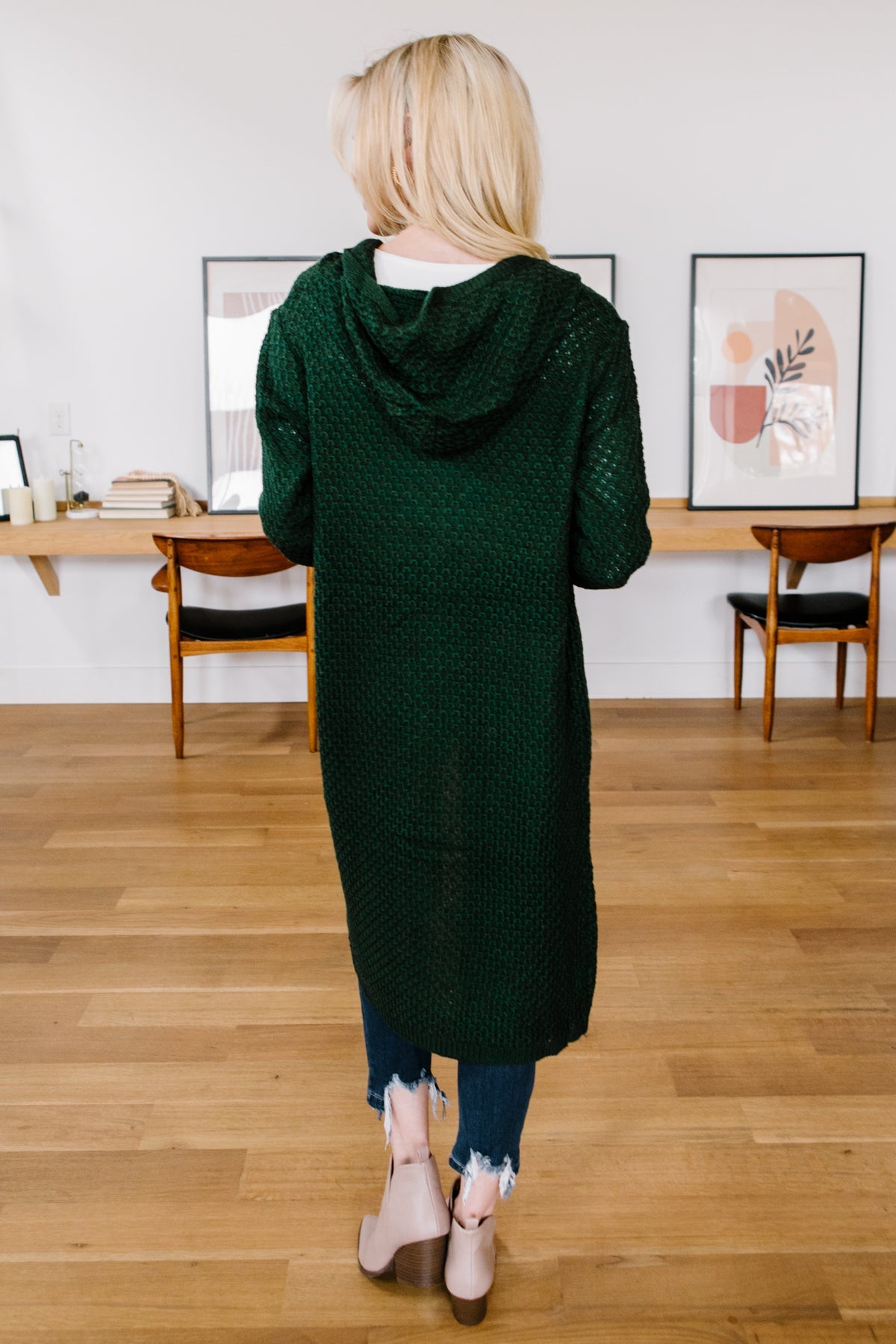 Hooded Cardigan - Hunter Green
