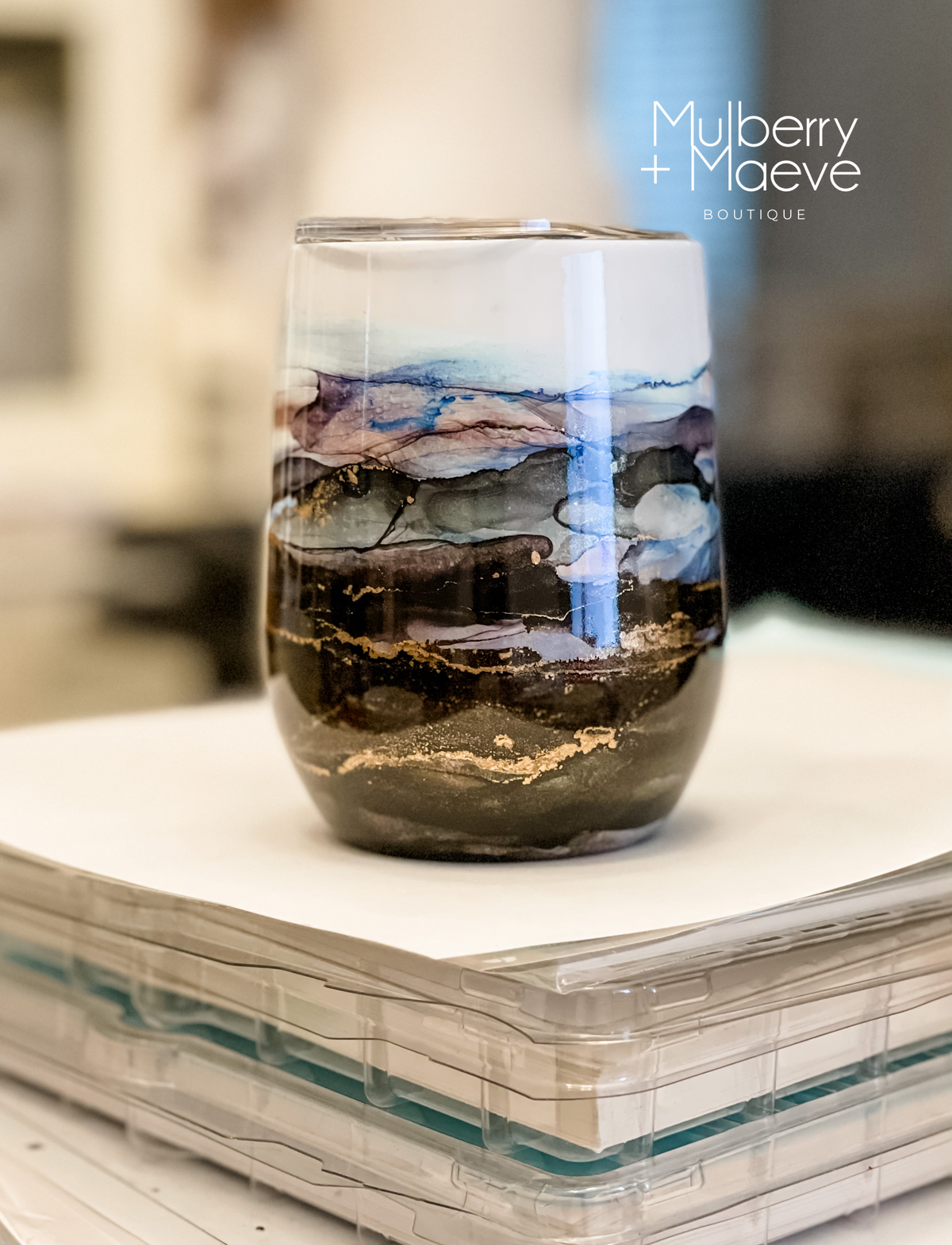 Hand Painted 12 oz Stainless Wine Tumbler