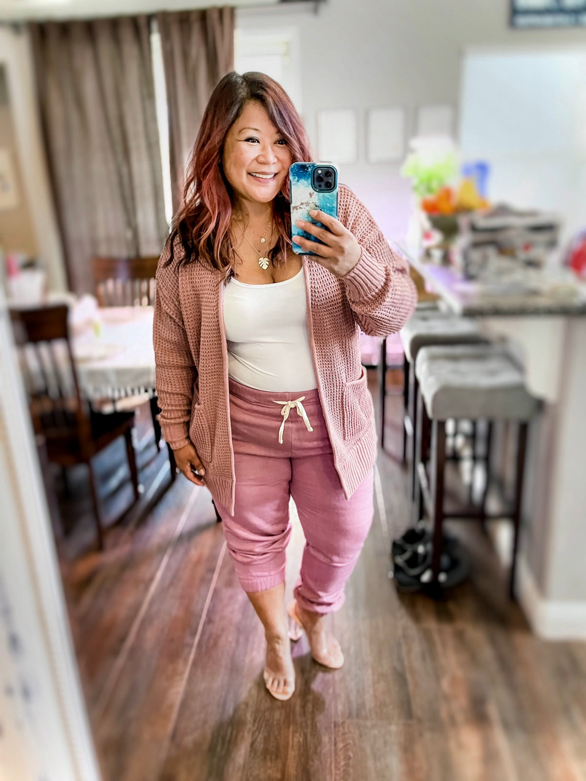 Light Rose Waffle Knit Set