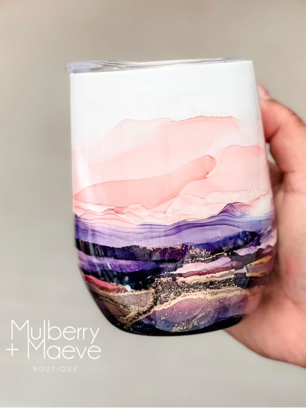 Hand Painted 12 oz Stainless Wine Tumbler